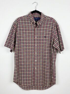 VTG Polo Ralph Lauren Blake Plaid Button Down Shirt Mens Medium Large Relaxed